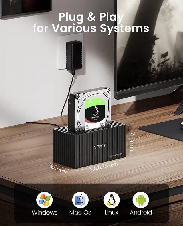 Alt view image 2 of 7 - ORICO SATA to Type-C HDD Docking Station Super Speed 6Gbps External Hard Drive Docking Station for 2.5/3.5-inch HDD/SSD Support 18TB Max 12V2A Power Supply