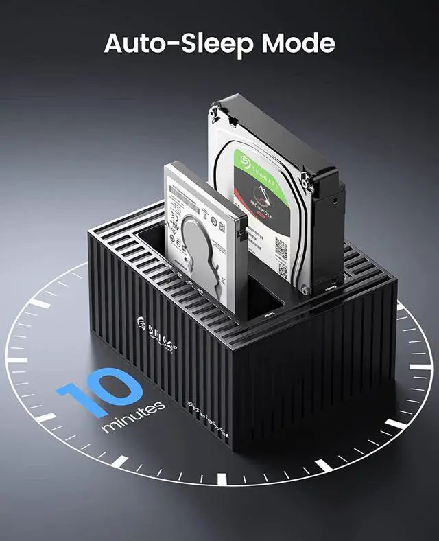 Alt view image 7 of 7 - ORICO External Hard Drive Docking Station USB C 3.1 to SATA for 3.5 or 2.5 Inch HDD/SSD Hard Drive Dock Support 2X18 TB Include 10Gbps USB A & Type-C Cable