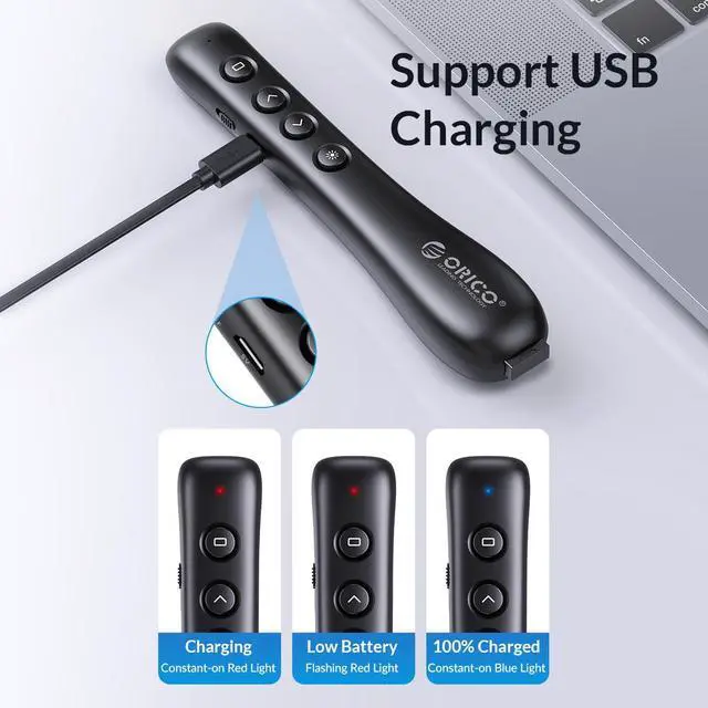 Alt view image 5 of 7 - ORICO 2.4 GHz Wireless Presenter Clicker for Presentation Remote Powerpoint Clicker Slide Advancer White White (2 Pack)