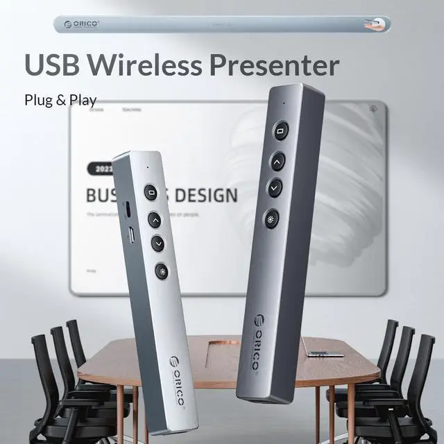 Alt view image 2 of 7 - ORICO 2.4 GHz Wireless Presenter Clicker for Presentation Remote Powerpoint Clicker Slide Advancer Grey Grey (2 Pack)