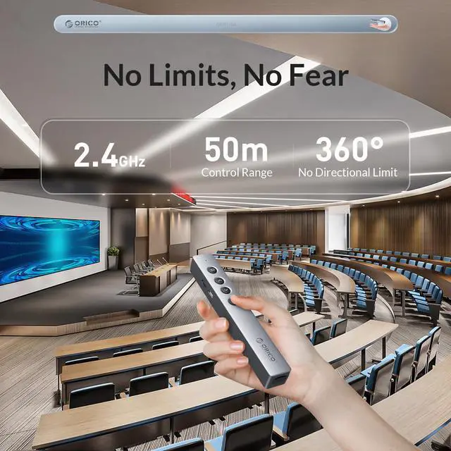 Alt view image 4 of 7 - ORICO 2.4 GHz Wireless Presenter Clicker for Presentation Remote Powerpoint Clicker Slide Advancer Grey Grey (2 Pack)