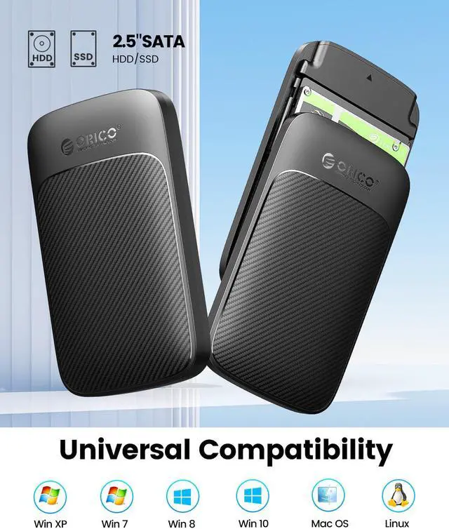 Alt view image 3 of 7 - ORICO Tool Free 2.5 inch SATA to USB 3.0 Hard Drive Enclosure 5Gbps HDD Up to 6TB UASP SSD HDD Case with Auto Sleep