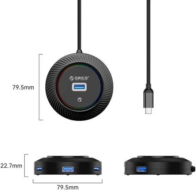 Alt view image 6 of 7 - USB Hub for Latop, ORICO ABS USB c to USB Multiport Adapter with 3 USB 3.0 Ports(5Gbps), 1x SD TF Card Reader Slot, Expander for Laptop, Xbox, Flash Drive, HDD, Console, Printer, Camera,Keyborad, Mous