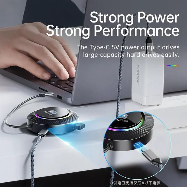 Alt view image 4 of 7 - USB Hub for Latop, ORICO ABS USB c to USB Multiport Adapter with 3 USB 3.0 Ports(5Gbps), 1x SD TF Card Reader Slot, Expander for Laptop, Xbox, Flash Drive, HDD, Console, Printer, Camera,Keyborad, Mous
