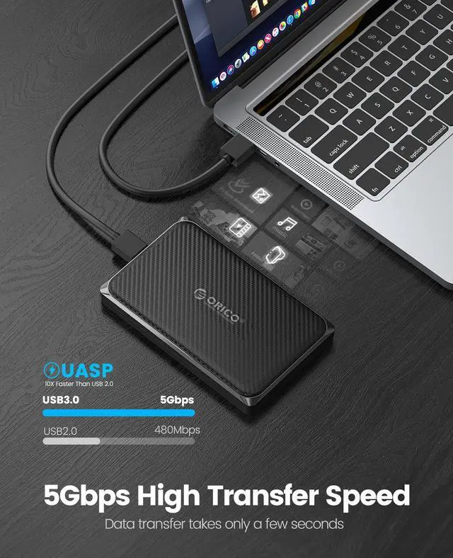 Alt view image 2 of 7 - ORICO Portable USB3.0 to SATA III 2.5" External Hard Drive Enclosure 5Gbps High-Speed for 7mm and 9.5mm 2.5 Inch SATA HDD/SSD Tool Free Support UASP Up to 6TB - 2189U3