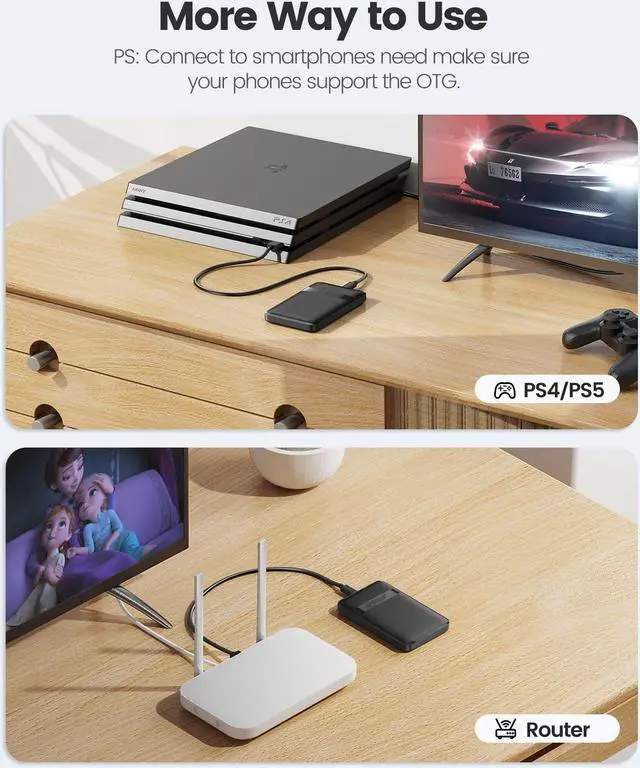 Alt view image 3 of 7 - ORICO 2.5 inch USB3.1 to SATA External Hard Drive Enclosure case with Grid Texture Design Tool Free for 7mm/9.5mm 2.5 inch HDD and SSD Up to 6TB -Black USB 3.1