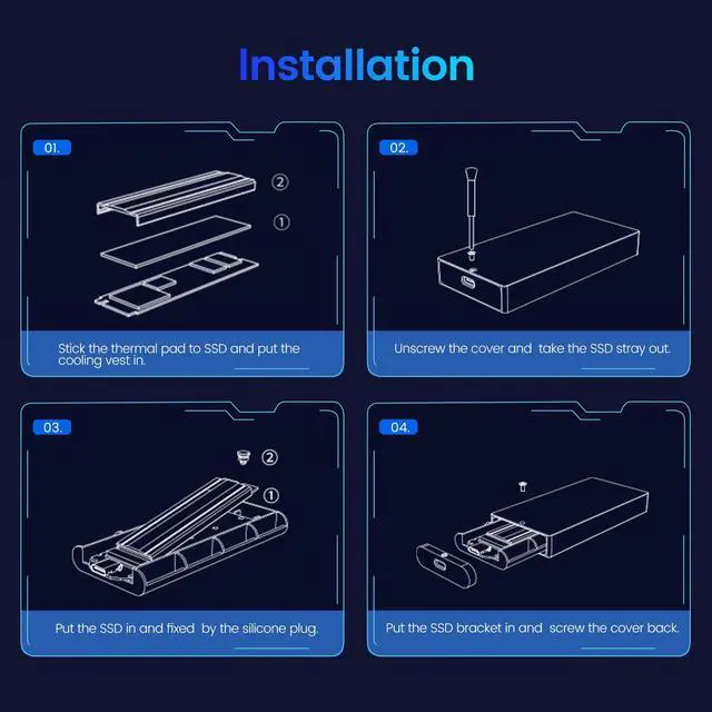 Alt view image 6 of 7 - ORICO  M.2 NVMe SSD Enclosure Aluminum RGB Reader USB 3.1 Gen2 Type-C 10Gbps Support UASP for NVMe SSD Size 2230/2242/2260/2280 - Rose Gold