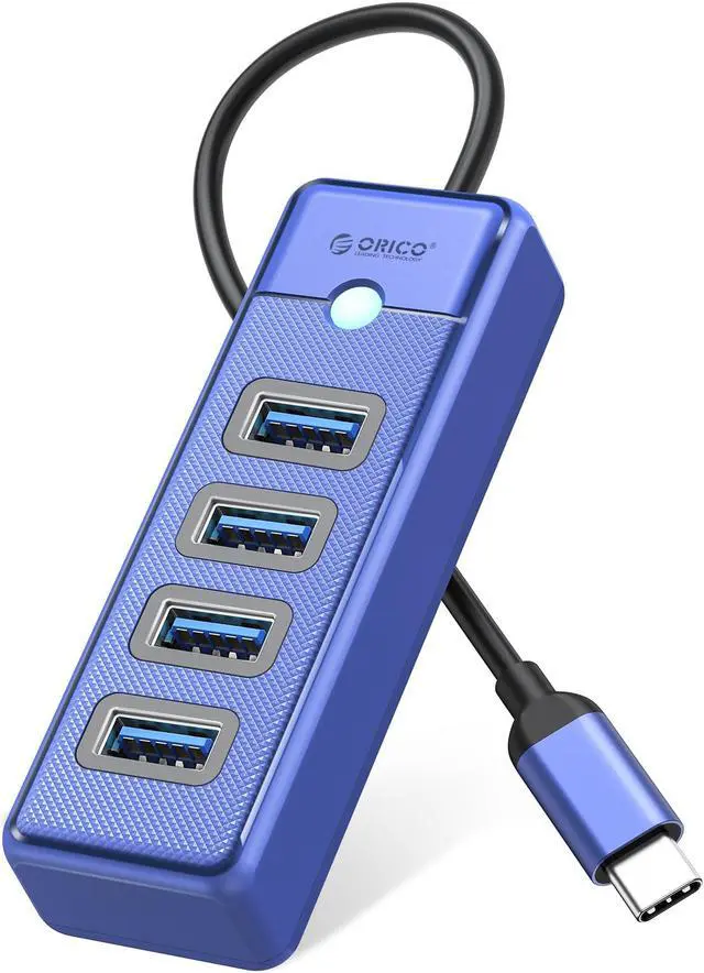 Main image of ORICO USB C Hub 4 Ports USB 3.1 Type C to USB 3.0 Hub Adapter, USB Splitter for Laptop, Mobile Phone, Tablet with 0.5ft Cable, Compatible with Mac OS 10.X and Above, Linux, Android-Blue