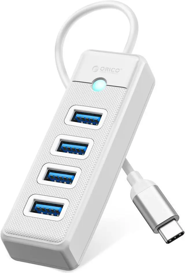 Main image of ORICO 4 Ports USB 3.1 Type C to USB 3.0 Hub Adapter,USB C Hub ,USB Splitter for Laptop, Mobile Phone, Compatible with Mac OS 10.X and Above, Linux, Android-Whte, White ,0.5ft Cable