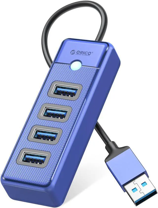 Main image of 4-Port USB HUB 3.0, ORICO USB Splitter for Laptop with 0.5ft Cable, Multi USB Port Expander, Fast Data Transfer Compatible with Mac OS 10.X and Above, Linux, Android-Blue