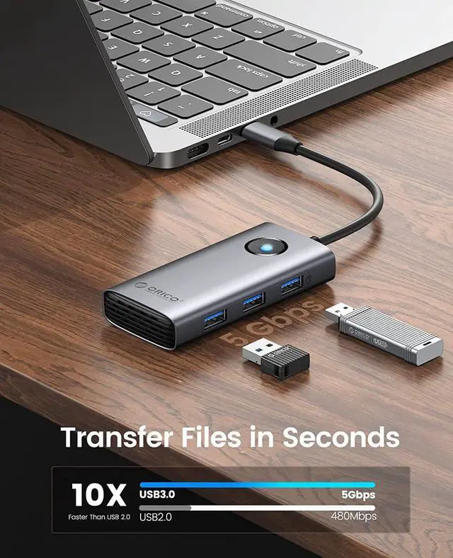 Alt view image 4 of 7 - ORICO USB C Docking Station, 6 in 1 USB C to HDMI Adapter with 4K HDMI, 2.5 Gigabit Ethernet, 100W Power Delivery Type C Charging Port & 3 USB 3.0 for Dell/HP/Lenovo/Surface/USB-C(DP Alt) Laptops