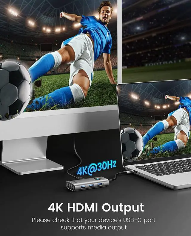 Alt view image 6 of 7 - ORICO USB C Docking Station, 6 in 1 USB C to HDMI Adapter with 4K HDMI, 2.5 Gigabit Ethernet, 100W Power Delivery Type C Charging Port & 3 USB 3.0 for Dell/HP/Lenovo/Surface/USB-C(DP Alt) Laptops