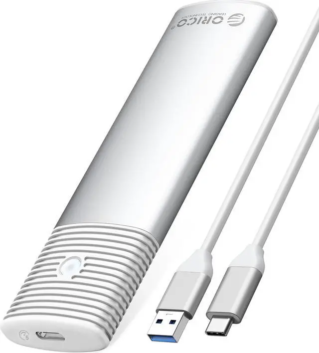 Main image of ORICO M.2 SATA SSD Enclosure Tool Free 5Gbps Support M.2 SATA PCIe B-Key / B+M Key SSD for Size 2230/2242/2260/2280 with USB A to C Cable - Silver