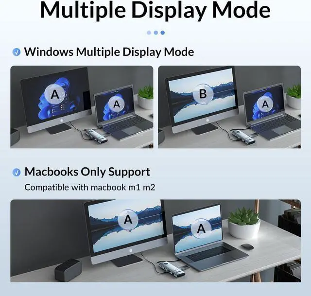 Alt view image 2 of 7 - ORICO 11-in-1 10Gbps USB C Docking Station with USB 3.0 Type C 10Gbps 4K60Hz HDMI, 100W Power Delivery, 1000M RJ45 SD/TF Card Reader 3mm Audio Port Data Ports USB C Dock for MacBook Air, MacBook Pro