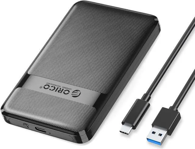 Main image of ORICO 2.5 inch USB3.1 to SATA External Hard Drive Enclosure case with Grid Texture Design Tool Free for 7mm/9.5mm 2.5 inch HDD and SSD Up to 6TB -Black USB 3.1