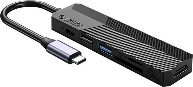 Main image of USB C Hub, ORICO PowerExpand 6-in-1 USB C to HDMI-Compatible Adapter with 55W PD, USB 3.0, USB 2.0,SD/Micro SD Card Reader Compatible for MacBook Pro, iPad Pro, XPS, Pixelbook, and More
