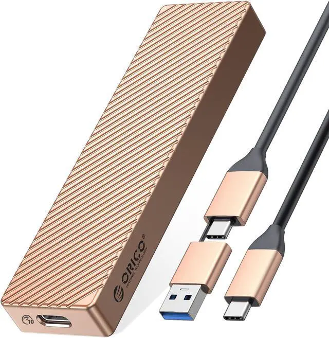 Main image of ORICO M.2 NVMe SSD Enclosure Adapter Aluminum 10Gbps USB 3.2 Gen2 with USB-C/USB-A 2-in-1 Data Cable Supports M-Key or B&M Key, Support Size 2230/2242/2260/2280 SSDs - Rose Gold