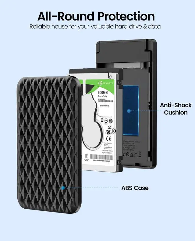 Alt view image 5 of 7 - ORICO 4TB 2.5 Inch USB 3.0 to SATA 3.0 External Hard Drive Enclosure 5Gbps Case Support UASP Protocol SATA III Tool Free (2520C3)