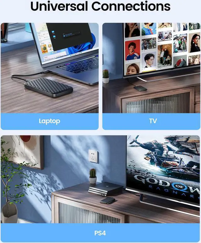 Alt view image 7 of 7 - ORICO 4TB 2.5 Inch USB 3.0 to SATA 3.0 External Hard Drive Enclosure 5Gbps Case Support UASP Protocol SATA III Tool Free (2520C3)