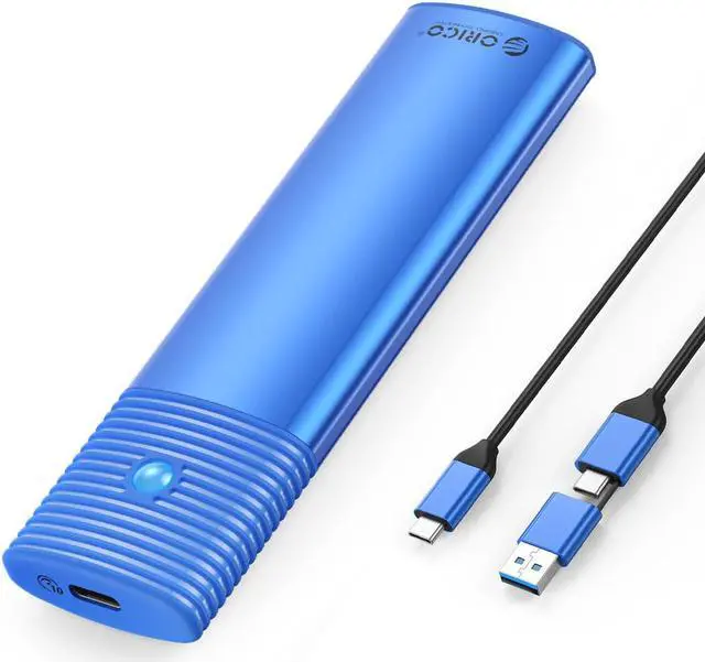 Main image of ORICO M.2 NVMe and SATA SSD Enclosure USB 3.2 Gen 2 Protocols 10Gbps NVMe, 5Gbps SATA PCIe M-Key (B+M Key) Built-in Metal Heat Sink with C to A/C 2-in-1 Cable Blue