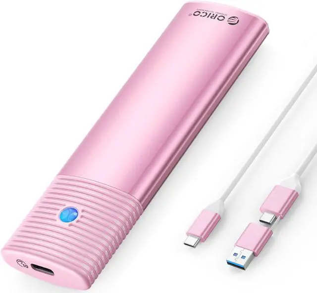 Main image of ORICO M.2 NVMe and SATA SSD Enclosure USB 3.2 Gen 2 Protocols 10Gbps NVMe, 5Gbps SATA PCIe M-Key (B+M Key) Built-in Metal Heat Sink with C to A/C 2-in-1 Cable Pink