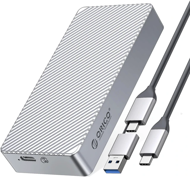 Main image of ORICO M.2 NVMe SSD Enclosure Adapter Aluminum 40Gbps USB4 with USB-C/USB-A 2-in-1 Data Cable Supports M-Key or B&M Key, Support Size 2230/2242/2260/2280 SSDs - Silver