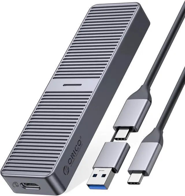 Main image of ORICO Aluminum M.2 NVMe SSD Enclosure USB C to M.2 SSD Enclosure Reader 10Gbps to NVMe M-Key External M2 Adapter Support UASP TRIM - Gray