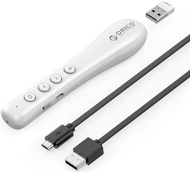 Main image of ORICO 2.4 GHz Wireless Presenter Clicker for Presentation Remote Powerpoint Clicker Slide Advancer White White (2 Pack)