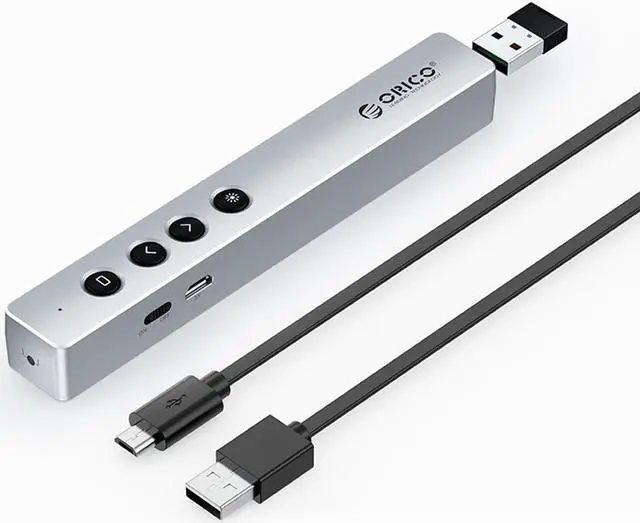 Main image of ORICO 2.4 GHz Wireless Presenter Clicker for Presentation Remote Powerpoint Clicker Slide Advancer Grey Silver Silver (2 Pack)