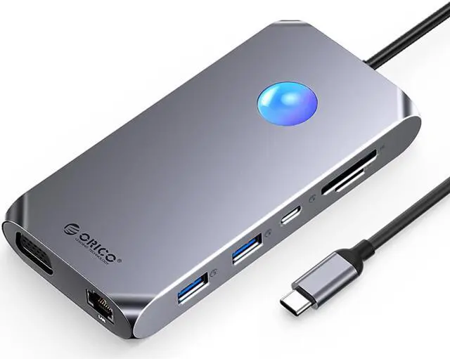 Main image of ORICO USB C 12in1Docking Station With RGB, USB C to 4K30Hz Dual HDMI-Compatible-compatible, VGA  1080P , 100W PD Hub SD/TF 3.5mm for Laptop Macbook Pro
