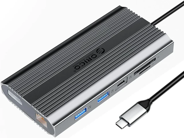 Main image of ORICO 12in1 USB C Dock,USB C Type C to HDMI-Compatible-compatible 4K30Hz, DP 1.4 4K/60Hz, PD100W USB3.0 RJ45 SD Card Reader Docking Station for MacBook Pro Gamer