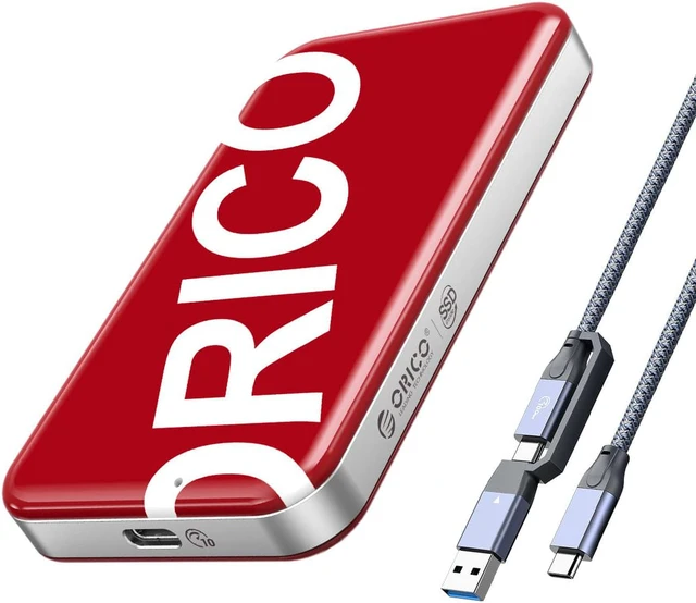 Main image of ORICO SUPRE Series Portable SSD External Solid State Drive USB 3.1 Gen2 10Gbps 1210MB/S with USB C to A/C 2 in 1 Cable for Gaming Video Editing 1TB
