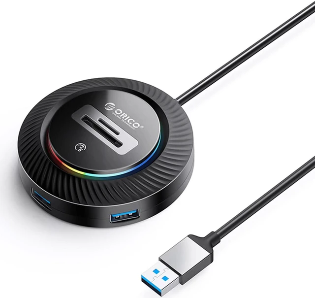 Main image of USB Hub for Latop, ORICO ABS USB A to USB Multiport Adapter with 3 USB 3.0 Ports(5Gbps), 1x SD TF Card Reader Slot, Expander for Laptop, Xbox, Flash Drive, HDD, Console, Printer, Camera,Keyborad, Mous