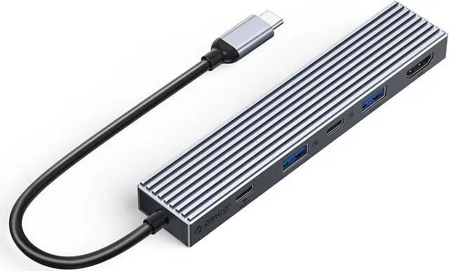 Main image of ORICO 5-in-1 10Gbps USB C HUB With PD 100W USB 3.2 & Type C USB3.0 2.0 Ultra-Slim Data HDMI-Compatible 4K@60Hz-USB Hub for MacBook, Mac Pro, Mac mini, iMac Aluminum
