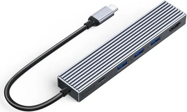 Main image of ORICO 5-in-1 10Gbps USB C HUB With PD 100W USB 3.2 & USB3.0 *2 USB 2.0 Ultra-Slim Data HDMI-Compatible 4K@60Hz-USB Hub for MacBook, Mac Pro, Mac mini, iMac Aluminum
