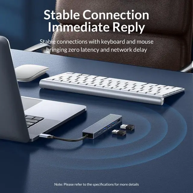 Alt view image 4 of 7 - ORICO 5-in-1 10Gbps USB C HUB With PD 100W USB 3.2 & Type C USB3.0 2.0 Ultra-Slim Data HDMI-Compatible 4K@60Hz-USB Hub for MacBook, Mac Pro, Mac mini, iMac Aluminum