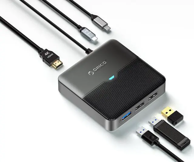 Main image of ORICO 5 in 1 Laptop Docking Station with HDMI-Compatible 4K30Hz,  1 USB 3.0 2*USB2.0 Port, PD 60W Type C Multiport Adapter for Windows Mac