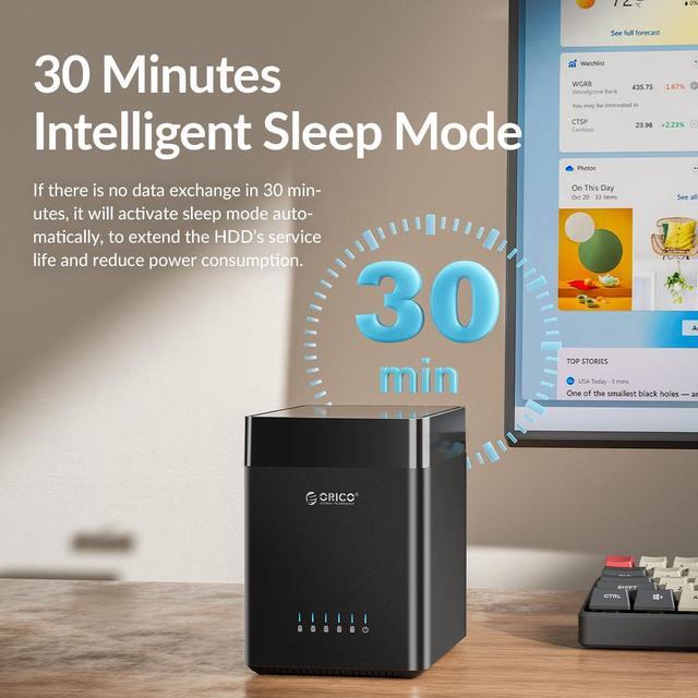 Alt view image 6 of 7 - ORICO 5 Bay Hard Drive Enclosure 3.5inch USB 3.0 to SATA Magnetic Tool-Free External SSD HDD Docking Station Case with Fan for Family Data Backup, Storage Expansion Up to 90TB (5x18)