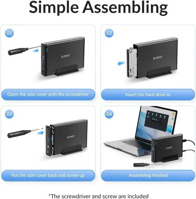Alt view image 6 of 7 - ORICO USB-C Type-C Aluminum 3.5 inch  Hard Drive HDD Enclosure USB-C Gen 1 SATA3.0 3.5" HDD Docking Station Vertical Case Support UASP with Power Adapter for HDD and SSD Tool Free 16TB
