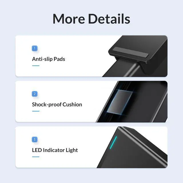 Alt view image 6 of 7 - ORICO Aluminum External Hard Drive Enclosure for 2.5 3.5 inch HDD/SSD USB3.0 to SATA Hard Drive Docking Station Max 16 TB with 12V Power Adapter