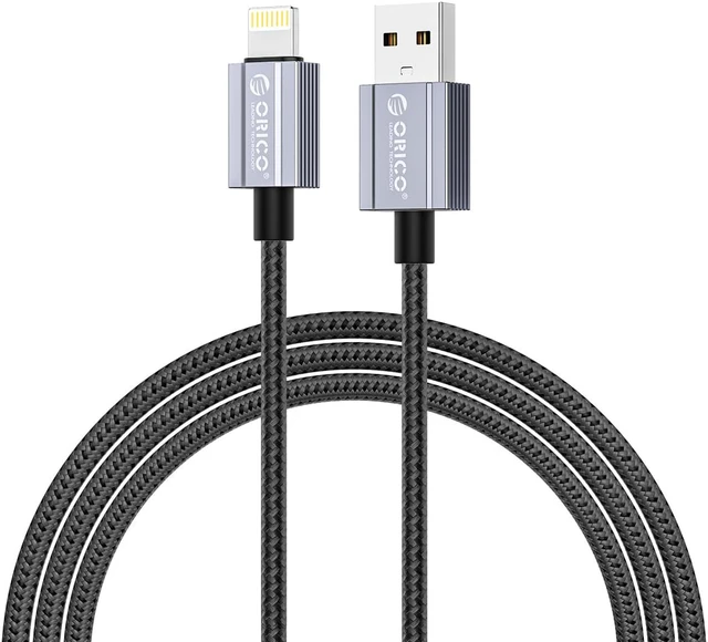 Main image of ORICO USB A to Lightning Charging Cord 12W Nylon Cable for iPhone 14 13 Pro 12 Pro Max 12 11 X XS, AirPods Pro 5 ft.