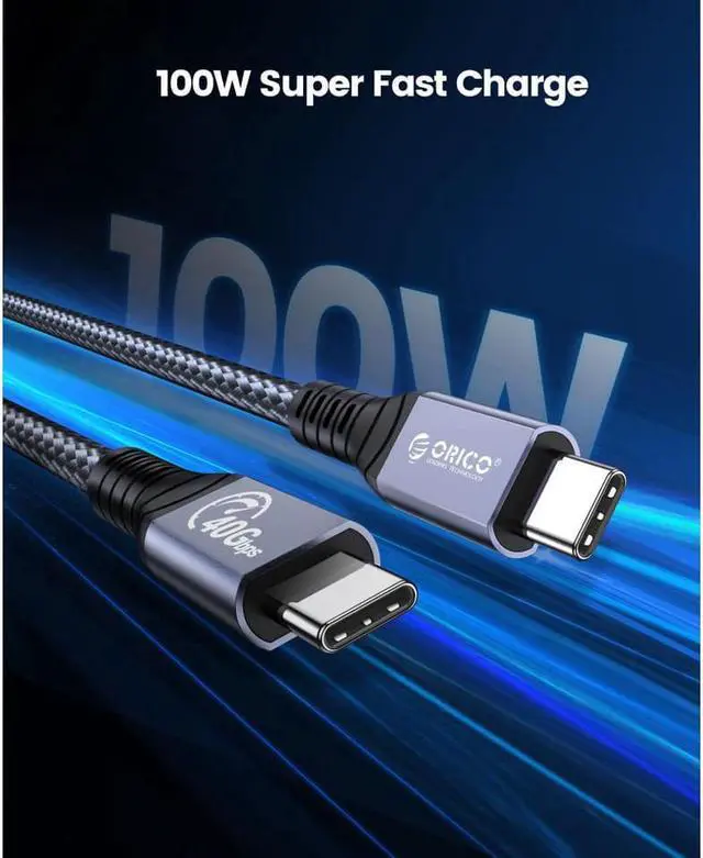 Alt view image 7 of 7 - ORICO Cable Compatible with Thunderbolt 4 Cable 40Gbps USB C to USB C Cable Support 100W Charging/Display 8K@ 60Hz for USB-C MacBooks,iPad Pro, Thunderbolt 4/3 Hub, Docking-Dark Grey  0.98 Ft
