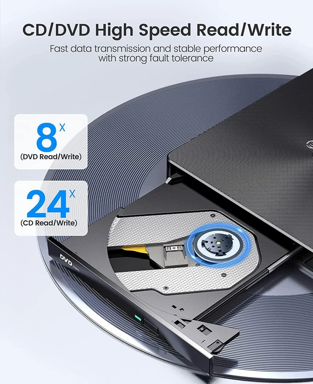 Alt view image 3 of 7 - ORICO External DVD/CD Drive Portable USB 3.0 Type-C CD/DVD +/-RW ROM Rewriter Burner Writer with Compatible with Laptop Desktop PC Windows Linux OS Mac-ORU3-02