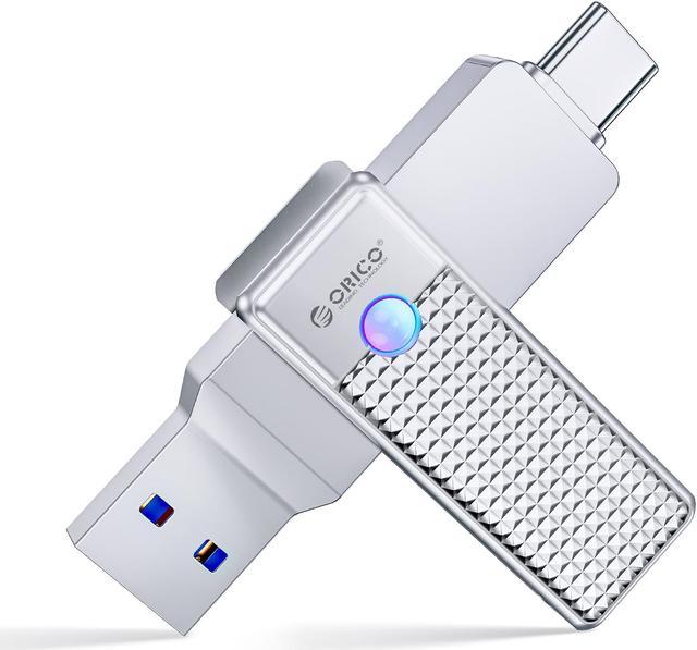 ORICO UFSD USB C Flash Drive 405MB/s Memory Stick, 2 in 1 USB 3.2 & Type C, Efficient Heat Dissipation, Dual OTG Thumb Drive Mac Book and USB-C Phone, for