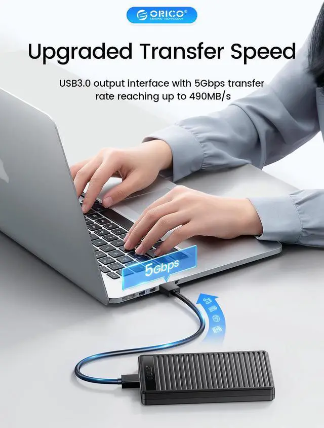 Alt view image 3 of 7 - ORICO 2.5 inch USB3.0 Hard Drive Enclosure SATA 5Gbps USB 3.0 to SATA III External Hard Drive Case Support Up to 6TB SSD with UASP
