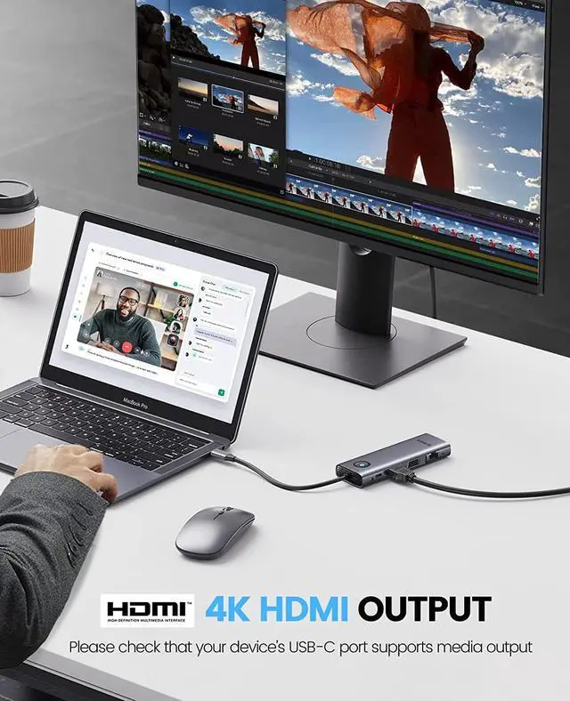 Alt view image 4 of 7 - ORICO USB C Docking Station, 9 in 1 USB C Dongle with 4K HDMI-Compatible, 2.5G Ethernet, 100W PD Charging, SD/TF Card, VGA and 3 USB 3.0 Data Ports, Suitable for MacBook Pro/Air/Dell/Lenovo,etc