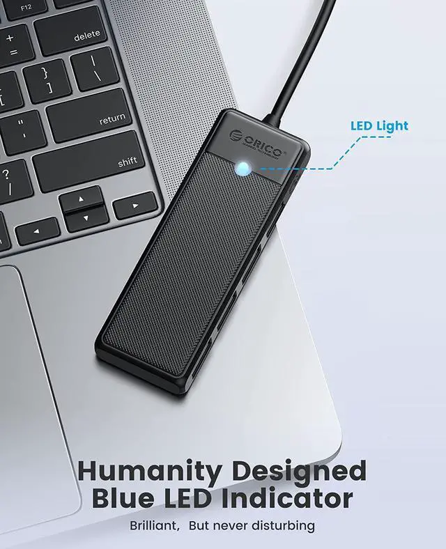 Alt view image 2 of 7 - ORICO Type C to 4-Port USB 3.0 Hub, Ultra-Slim Data USB Hub with 0.98ft Extended Cable for Windows,XP, Vista ,Windows, Linux and Mac Desktop or Laptop -Black Pink 4 USB 3.0 15cm USB C 1 Pack