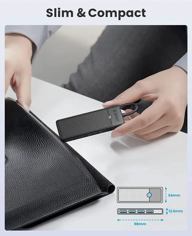 Alt view image 6 of 7 - ORICO Type C to 4-Port USB 3.0 Hub, Ultra-Slim Data USB Hub with 0.98ft Extended Cable for Windows,XP, Vista ,Windows, Linux and Mac Desktop or Laptop -Black Pink 4 USB 3.0 15cm USB C 1 Pack