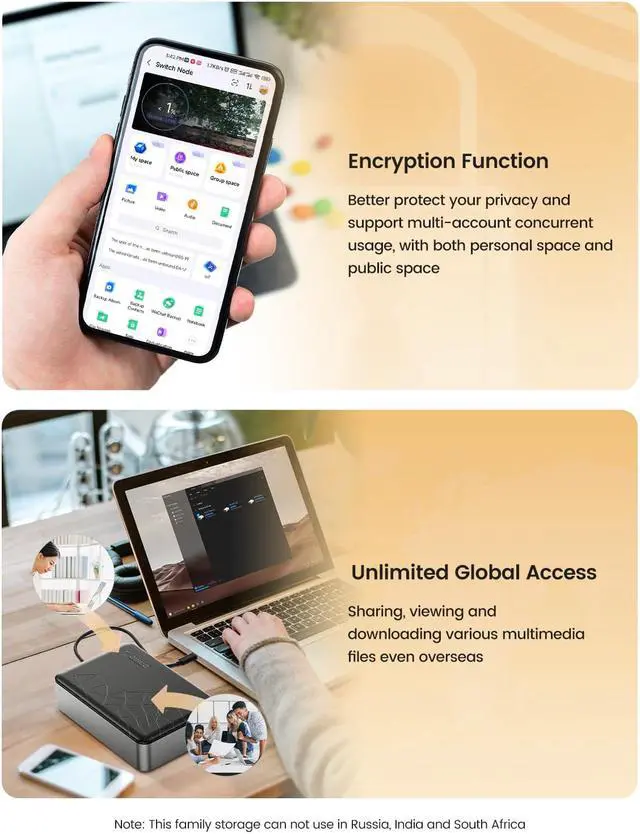 Alt view image 6 of 7 - ORICO Networkable Hard Drive Enclosure for 3.5" SATA HDD, Personal NAS Storage and Private Cloud, Magnetic Lid Connection, 1GB DDR4 RAM, Quad Core CPU, CD3510(diskless)