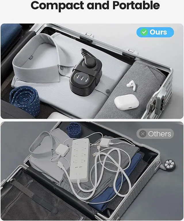 Alt view image 6 of 6 - ORICO Travel Power Strip, 3.7FT Portable Power Strip with 2 AC Outlets 3 USB Ports, Wrapped Flat Plug Travel Extension Cord, Multi Plug Extension Cord for Travel, Cruise, Office, Hotels